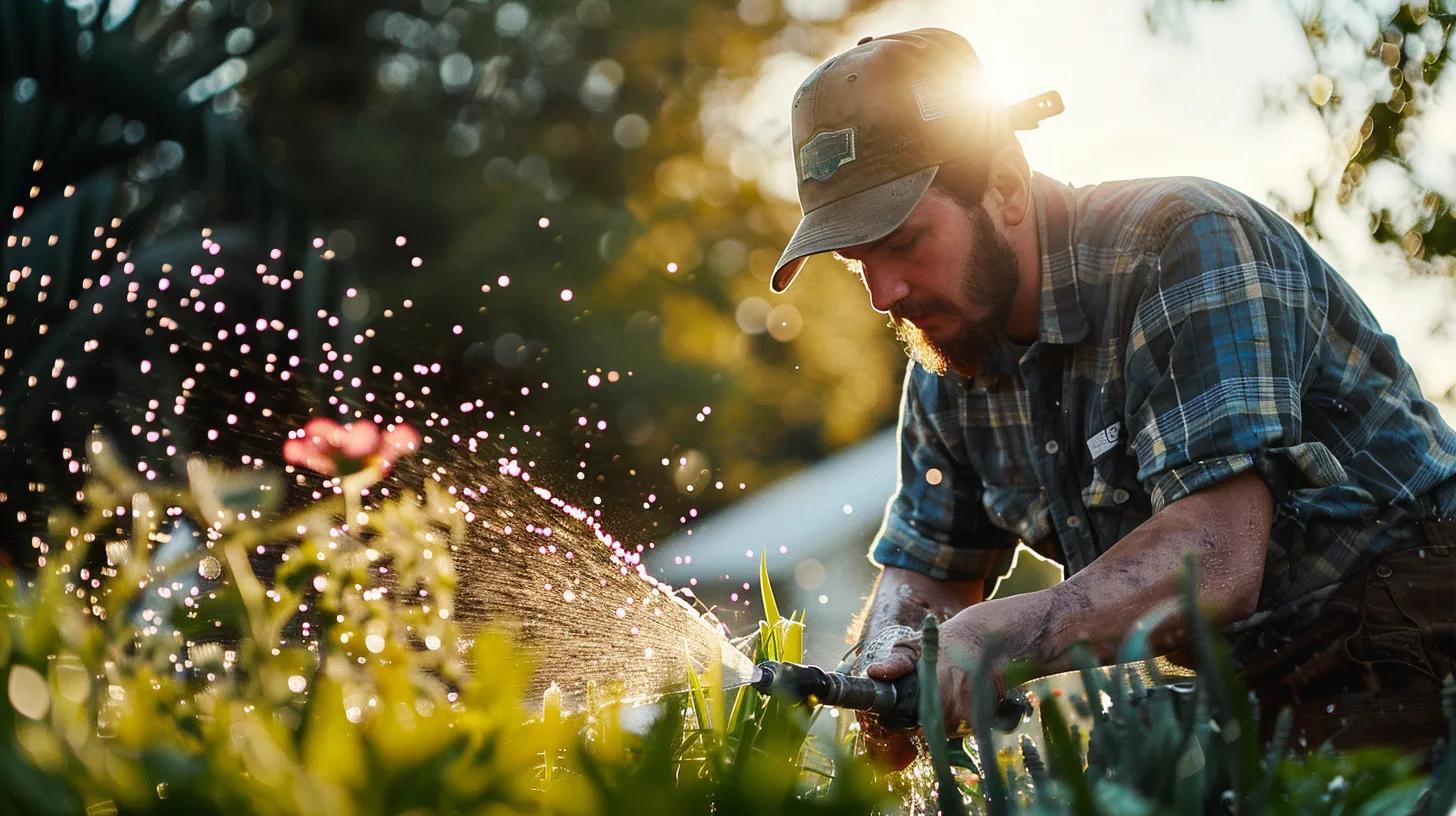 a man working on a sprinkler system